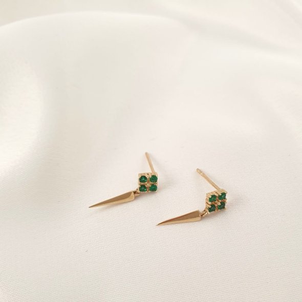 Σκουλαρίκια χρυσά με πράσινα Ζιργκον - ΚΙΤΡΙΝΟ, ΧΡΥΣΟΣ K14, ΖΙΡΓΚΟΝ, GREEN  - 1