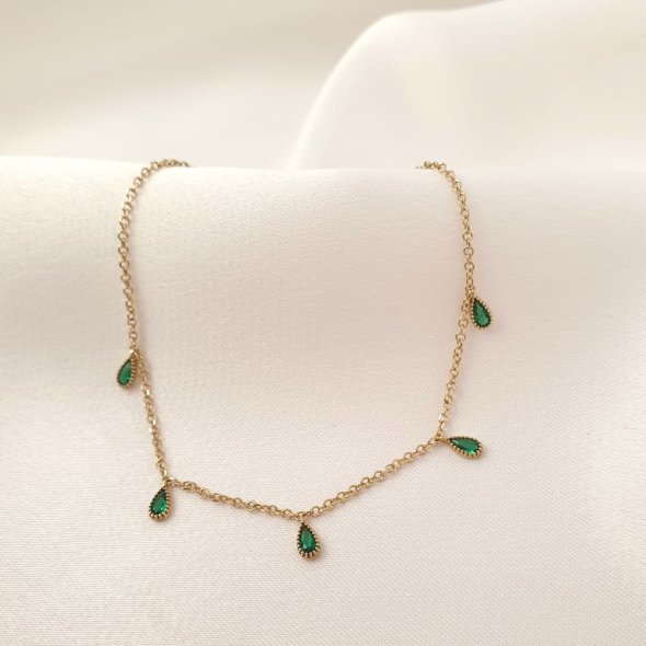 Βραχιόλι αλυσίδα χρυσή με πράσινο Ζιργκον - ΚΙΤΡΙΝΟ, ΧΡΥΣΟΣ K9, ΖΙΡΓΚΟΝ, GREEN 