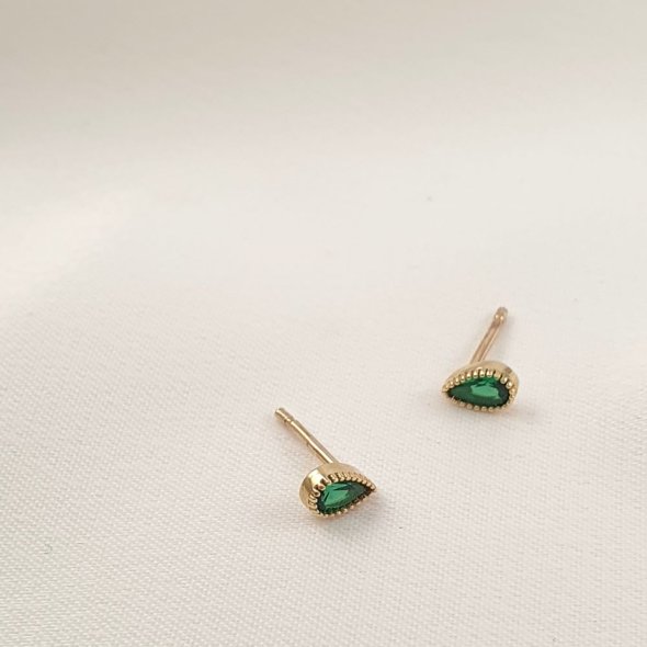 Σκουλαρίκια χρυσά με πράσινο Ζιργκον - ΚΙΤΡΙΝΟ, ΧΡΥΣΟΣ K9, ΖΙΡΓΚΟΝ, GREEN  - 1