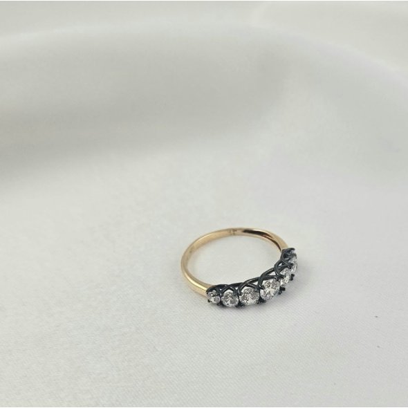 Δαχτυλίδι χρυσό με λευκά Ζιργκον - ΚΙΤΡΙΝΟ-ΜΑΥΡΟ, ΧΡΥΣΟΣ K14, ΖΙΡΓΚΟΝ, WHITE