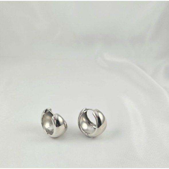 Σκουλαρίκια ασημένια χοντροί κρίκοι - ΛΕΥΚΟ, ΑΣΗΜΙ - 1