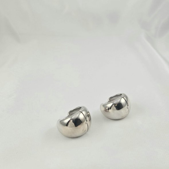 Σκουλαρίκια ασημένια χοντροί κρίκοι - ΛΕΥΚΟ, ΑΣΗΜΙ