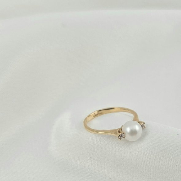 Δαχτυλίδι χρυσό με Μαργαριτάρι & Ζιργκον - ΚΙΤΡΙΝΟ, ΧΡΥΣΟΣ K14, ΜΑΡΓΑΡΙΤΑΡΙ, WHITE, ΖΙΡΓΚΟΝ, WHITE