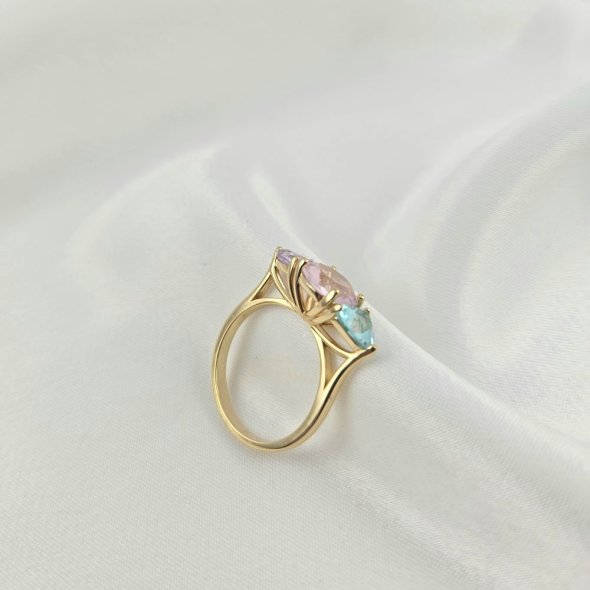 Δαχτυλίδι με πολύχρωμες πέτρες Ζιργκον - ΚΙΤΡΙΝΟ, ΑΣΗΜΙ, ΖΙΡΓΚΟΝ, AQUA, ΖΙΡΓΚΟΝ, PINK - 1