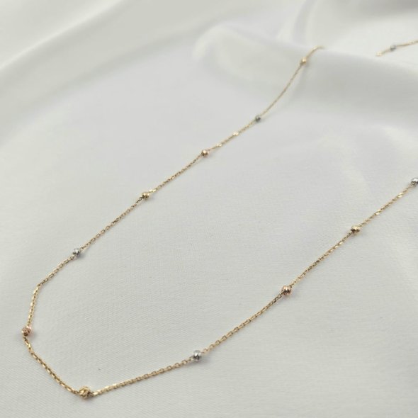 Κολιέ αλυσίδα χρυσή με μπάλες λευκές, κίτρινες & ροζ - ΚΙΤΡΙΝΟ-ΛΕΥΚΟ-ΡΟΖ, ΧΡΥΣΟΣ K14