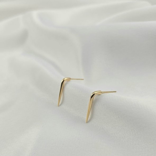 Σκουλαρίκια χρυσά κολλητά σε σχήμα L - ΚΙΤΡΙΝΟ, ΧΡΥΣΟΣ K14