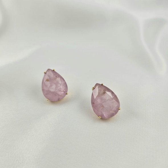 Σκουλαρίκια κολλητά με ροζ Ζιργκον - ΚΙΤΡΙΝΟ, ΑΣΗΜΙ, ΖΙΡΓΚΟΝ, PINK - 1