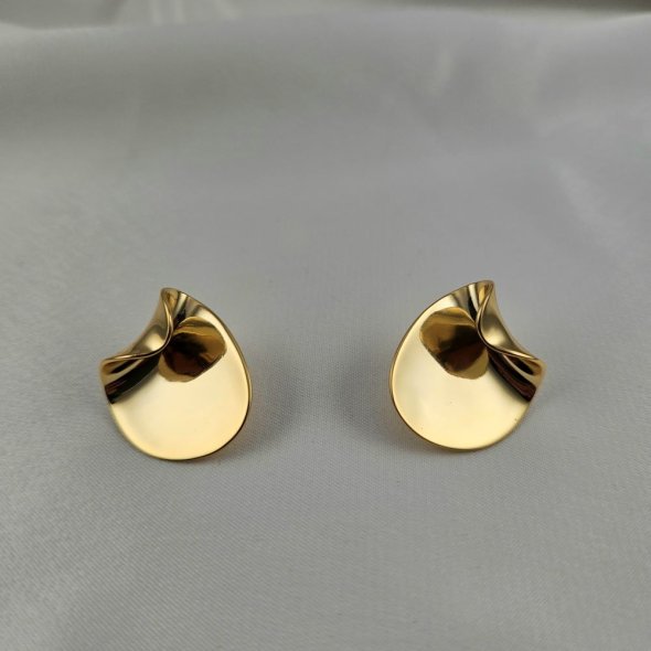 Σκουλαρίκια κολλητά μοντέρνα - ΚΙΤΡΙΝΟ, ΑΣΗΜΙ - 1