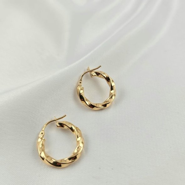 Σκουλαρίκια κρίκοι χρυσοί στριφτοί - ΚΙΤΡΙΝΟ, ΧΡΥΣΟΣ K14