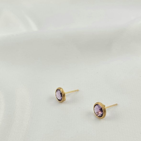 Σκουλαρίκια χρυσά κολλητά με Αμέθυστο - ΚΙΤΡΙΝΟ, ΧΡΥΣΟΣ K14, ΑΜΕΘΥΣΤΟΣ, PURPLE - 1