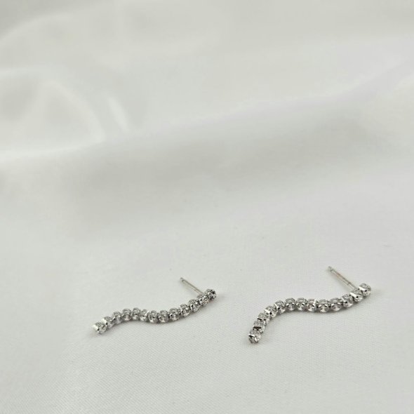 Σκουλαρίκια χρυσά κρεμαστά με λευκά Ζιρκγον - ΛΕΥΚΟ, ΧΡΥΣΟΣ K18 - 1