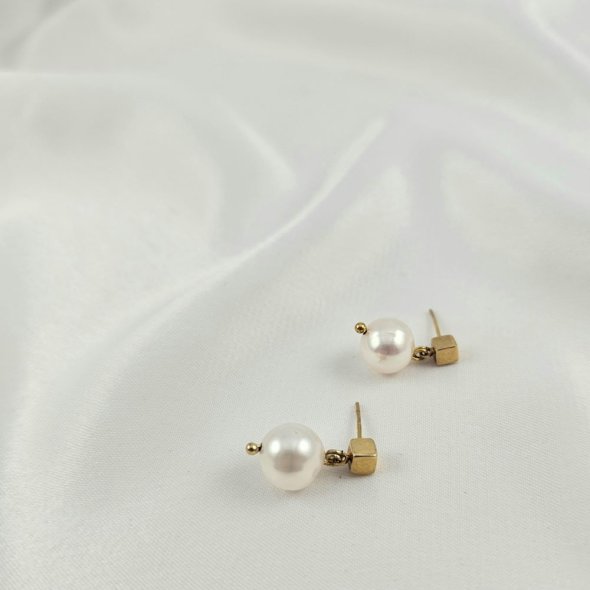 Σκουλαρίκια με Μαργαριτάρι - ΚΙΤΡΙΝΟ, ΑΣΗΜΙ, ΜΑΡΓΑΡΙΤΑΡΙ, WHITE - 1