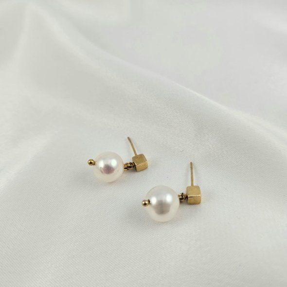 Σκουλαρίκια με Μαργαριτάρι - ΚΙΤΡΙΝΟ, ΑΣΗΜΙ, ΜΑΡΓΑΡΙΤΑΡΙ, WHITE