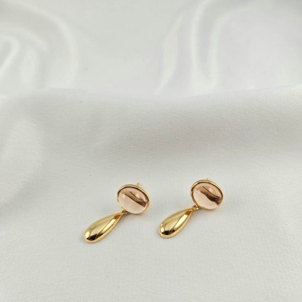 Σκουλαρίκια κρεμαστά με Ζιργκον - ΚΙΤΡΙΝΟ, ΑΣΗΜΙ, ΖΙΡΓΚΟΝ, PINK - 1