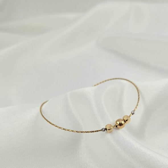 Βραχιόλο χειροπέδα χρυσή  - ΚΙΤΡΙΝΟ-ΛΕΥΚΟ, ΧΡΥΣΟΣ K14