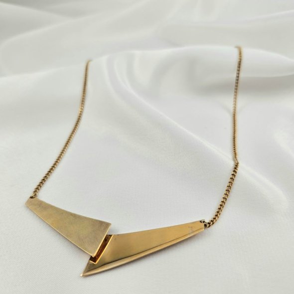 Κολιέ αλυσίδα με γεωμετρικά σχήματα - ΚΙΤΡΙΝΟ, ΑΣΗΜΙ