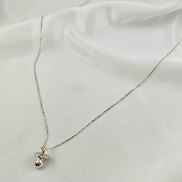 Κολιέ αλυσίδα με μενταγιόν πιπίλα - ΛΕΥΚΟ, ΑΣΗΜΙ - 1