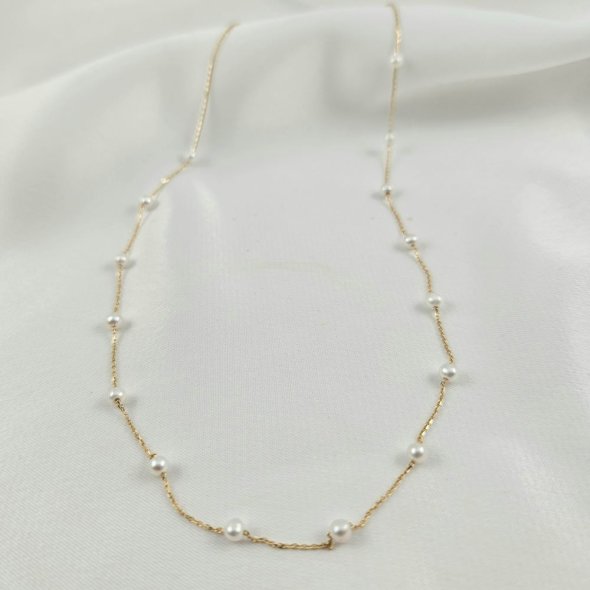 Κολιέ αλυσίδα χρυσή με Μαργαριτάρια - ΚΙΤΡΙΝΟ, ΧΡΥΣΟΣ K14, ΜΑΡΓΑΡΙΤΑΡΙ, WHITE - 1