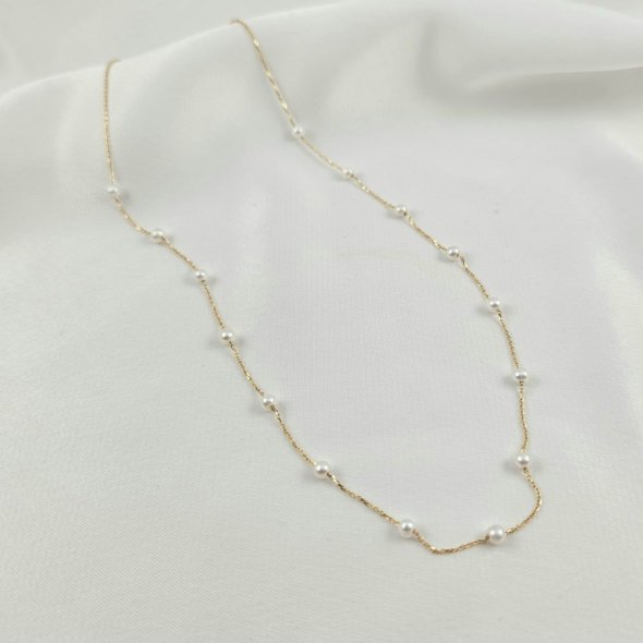 Κολιέ αλυσίδα χρυσή με Μαργαριτάρια - ΚΙΤΡΙΝΟ, ΧΡΥΣΟΣ K14, ΜΑΡΓΑΡΙΤΑΡΙ, WHITE