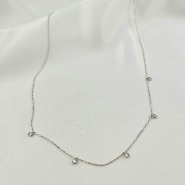 Κολιέ αλυσίδα λευκόχρυση με λευκά Ζιργκον - ΛΕΥΚΟ, ΧΡΥΣΟΣ K9, ΖΙΡΓΚΟΝ, WHITE - 1