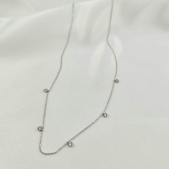 Κολιέ αλυσίδα λευκόχρυση με λευκά Ζιργκον - ΛΕΥΚΟ, ΧΡΥΣΟΣ K9, ΖΙΡΓΚΟΝ, WHITE