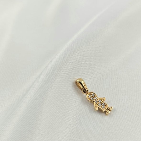 Μενταγιόν χρυσό αγόρι με λευκά Ζιργκον  - ΚΙΤΡΙΝΟ, ΧΡΥΣΟΣ K14, ΖΙΡΓΚΟΝ, WHITE - 1