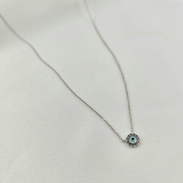 Κολιέ αλυσίδα ματάκι με Φίλντισι & λευκά Ζιργκον - ΛΕΥΚΟ, ΧΡΥΣΟΣ K9, MOTHER OF PEARL, WHITE, ΖΙΡΓΚΟΝ, WHITE - 1