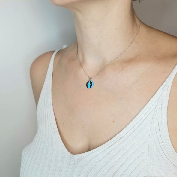 Μενταγιόν λευκόχρυσο αγγελάκι με Τιρκουάζ - ΛΕΥΚΟ, ΧΡΥΣΟΣ K14, ΤΙΡΚΟΥΑΖ, TURQUOISE - 2