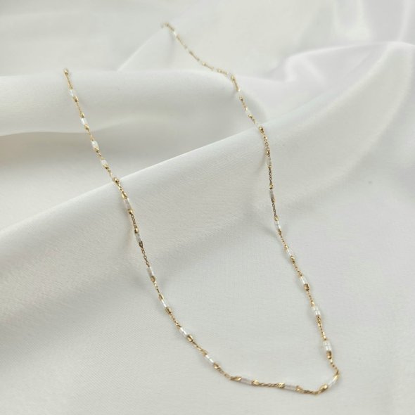 Κολιέ αλυσίδα χρυσή με Μαργαριτάρια - ΚΙΤΡΙΝΟ, ΧΡΥΣΟΣ K14, ΜΑΡΓΑΡΙΤΑΡΙ, WHITE