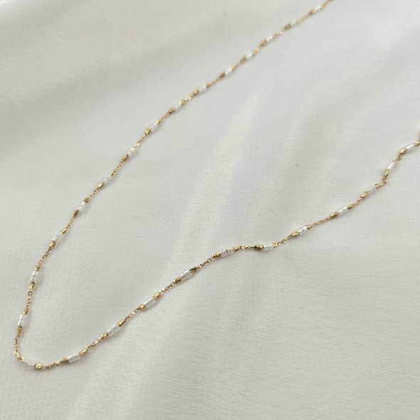 Κολιέ αλυσίδα χρυσή με Μαργαριτάρια - ΚΙΤΡΙΝΟ, ΧΡΥΣΟΣ K14, ΜΑΡΓΑΡΙΤΑΡΙ, WHITE - 1