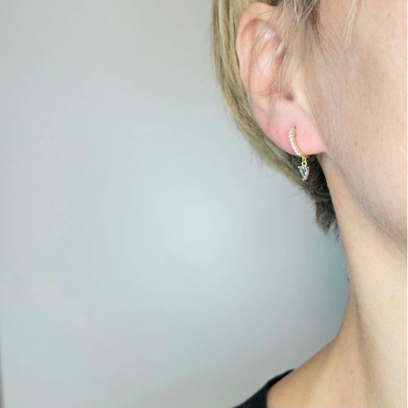 Σκουλαρίκια κρίκοι ασημένιο με γαλάζιο Ζιργκον - ΚΙΤΡΙΝΟ, ΑΣΗΜΙ, ΖΙΡΓΚΟΝ, LIGHT BLUE - 2