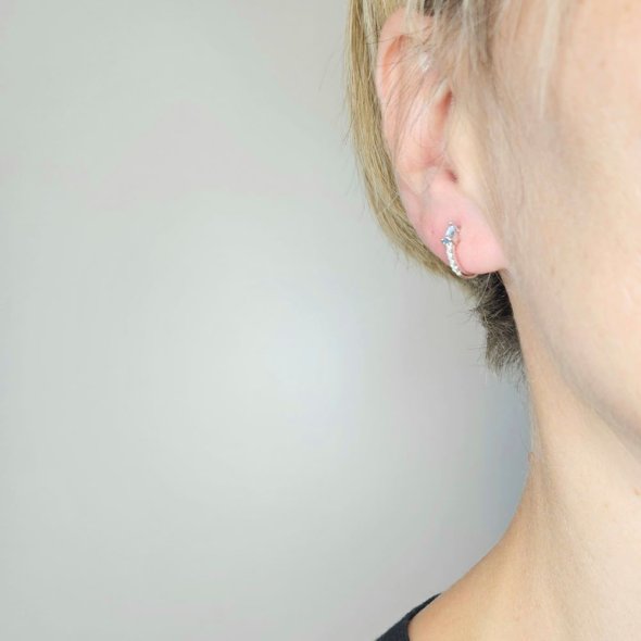 Σκουλαρίκια κρίκοι με λευκά & γαλάζιο Ζιργκον - ΛΕΥΚΟ, ΑΣΗΜΙ, ΖΙΡΓΚΟΝ, LIGHT BLUE, ΖΙΡΓΚΟΝ, WHITE - 2