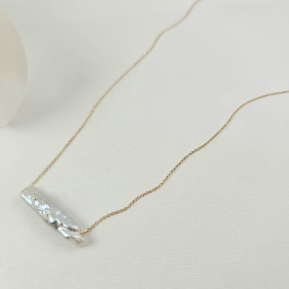 Κολιέ χρυσό με Μαργαριτάρι - ΚΙΤΡΙΝΟ, ΧΡΥΣΟΣ K14, ΜΑΡΓΑΡΙΤΑΡΙ, WHITE - 1