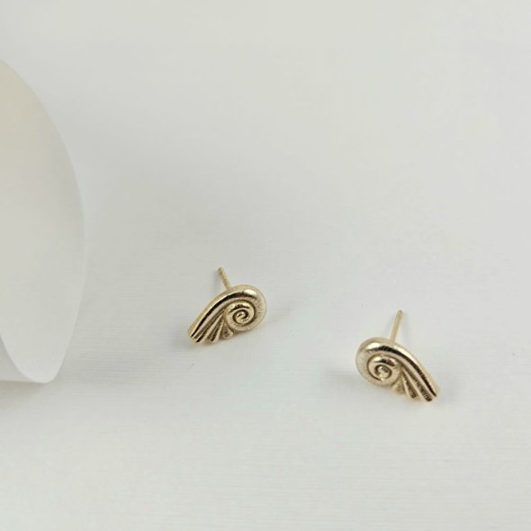 Σκουλαρίκια κολλητά "κοχύλια" - ΚΙΤΡΙΝΟ, ΑΣΗΜΙ - 1