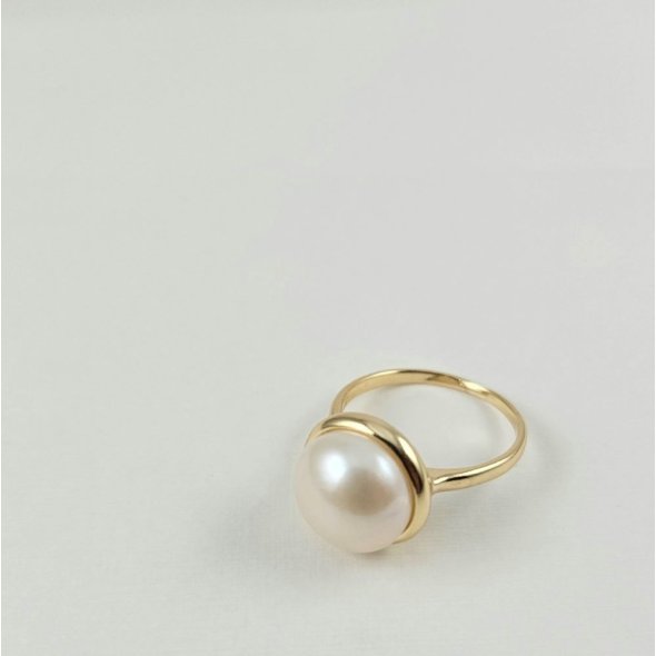 Δαχτυλίδι με Μαργαριτάρι - ΚΙΤΡΙΝΟ, ΑΣΗΜΙ, ΜΑΡΓΑΡΙΤΑΡΙ, WHITE - 1