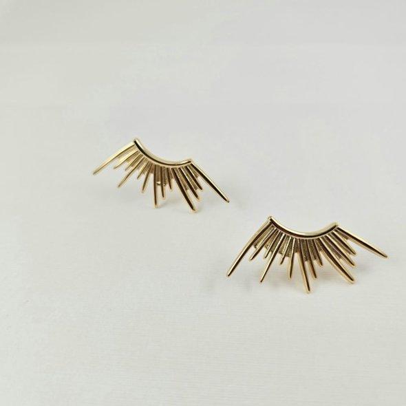 Σκουλαρίκια ear cuff "ακτίνες ήλιου" - ΚΙΤΡΙΝΟ, ΑΣΗΜΙ