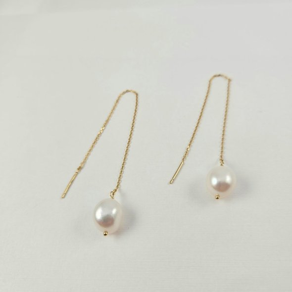 Σκουλαρίκια αλυσίδα κρεμαστά με Μαργαριτάρι - ΚΙΤΡΙΝΟ, ΑΣΗΜΙ, ΜΑΡΓΑΡΙΤΑΡΙ, WHITE