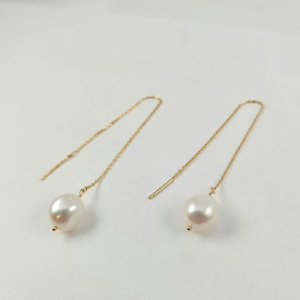 Σκουλαρίκια αλυσίδα κρεμαστά με Μαργαριτάρι - ΚΙΤΡΙΝΟ, ΑΣΗΜΙ, ΜΑΡΓΑΡΙΤΑΡΙ, WHITE - 1