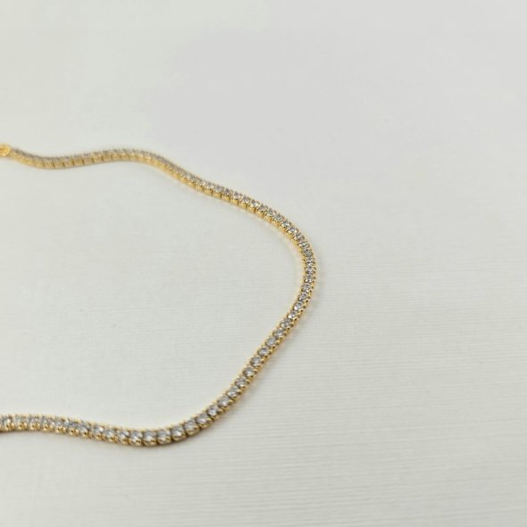 Βραχιόλι Tennis bracelet με λευκά Ζιργκον - ΚΙΤΡΙΝΟ, ΑΣΗΜΙ, ΖΙΡΓΚΟΝ, WHITE