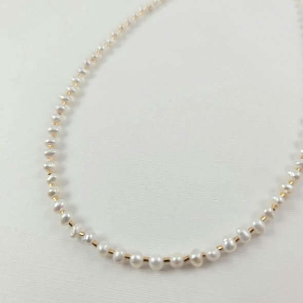 Κολιέ με Μαργαριτάρια - ΚΙΤΡΙΝΟ, ΑΣΗΜΙ, ΜΑΡΓΑΡΙΤΑΡΙ, WHITE - 1