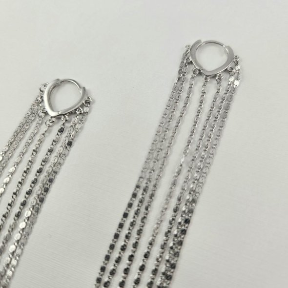 Σκουλαρίκια κρίκοι ασημένιοι με κρεμαστά στοιχεία - ΛΕΥΚΟ, ΑΣΗΜΙ - 2