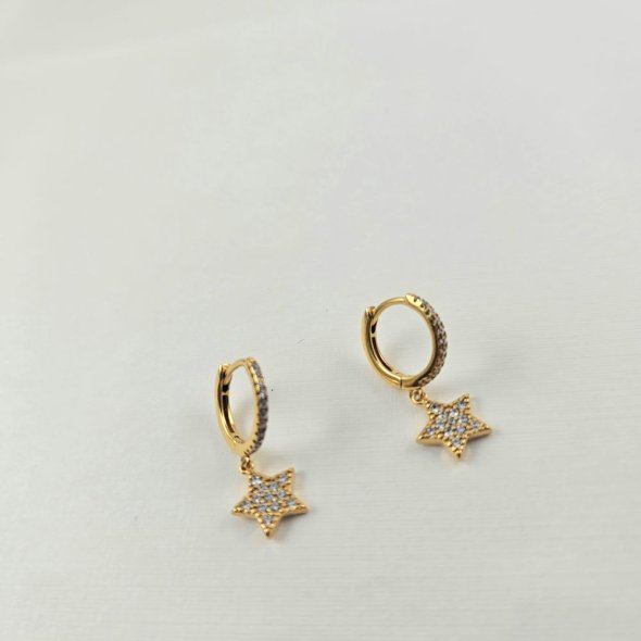 Σκουλαρίκια κρίκοι με κρεμαστό αστέρι  - ΚΙΤΡΙΝΟ, ΑΣΗΜΙ, ΖΙΡΓΚΟΝ, WHITE