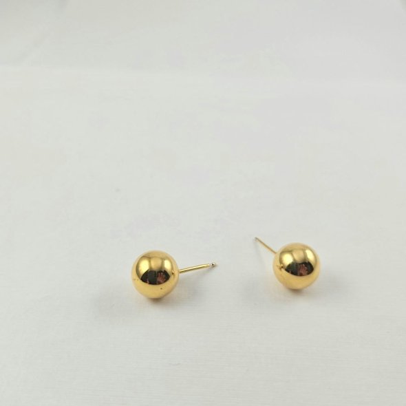 Σκουλαρίκια καρφωτά σφαίρες - ΚΙΤΡΙΝΟ, ΑΣΗΜΙ - 1