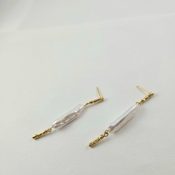 Σκουλαρίκια κρεμαστά με Μαργαριτάρι - ΚΙΤΡΙΝΟ, ΑΣΗΜΙ, ΜΑΡΓΑΡΙΤΑΡΙ, WHITE