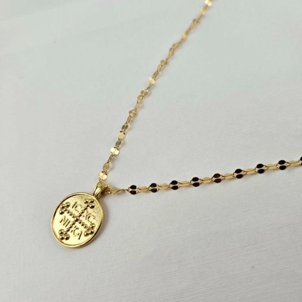 Κολιέ αλυσίδα με Κωνσταντινάτο - ΚΙΤΡΙΝΟ, ΑΣΗΜΙ - 1