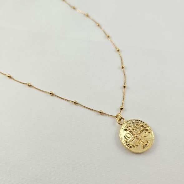 Κολιέ αλυσίδα με Κωνσταντινάτο - ΚΙΤΡΙΝΟ, ΑΣΗΜΙ - 1