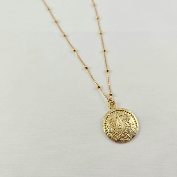 Κολιέ αλυσίδα με Κωνσταντινάτο - ΚΙΤΡΙΝΟ, ΑΣΗΜΙ - 2