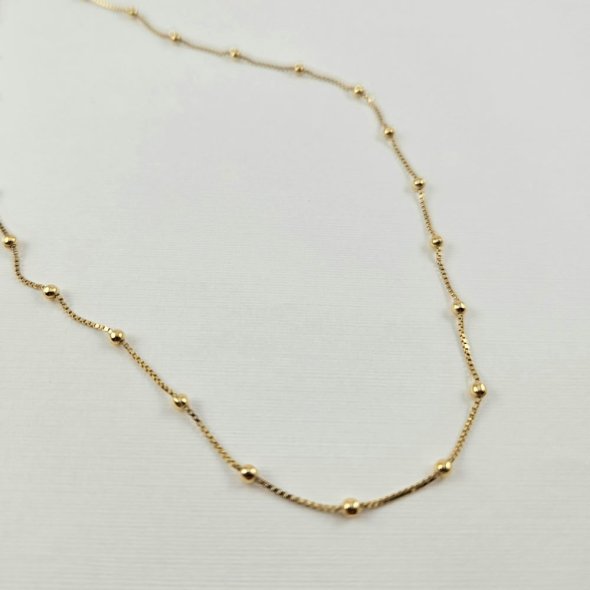 Κολιέ αλυσίδα με χρυσές σφαίρες - ΚΙΤΡΙΝΟ, ΑΣΗΜΙ