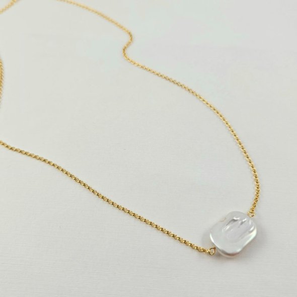 Κολιέ αλυσίδα με μπαρόκ Μαργαριτάρι - ΚΙΤΡΙΝΟ, ΑΣΗΜΙ, ΜΑΡΓΑΡΙΤΑΡΙ, WHITE - 1