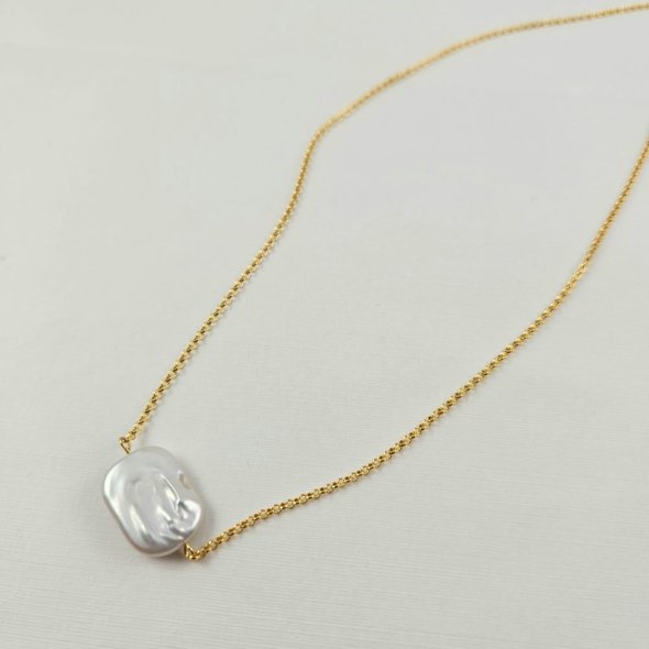 Κολιέ αλυσίδα με μπαρόκ Μαργαριτάρι - ΚΙΤΡΙΝΟ, ΑΣΗΜΙ, ΜΑΡΓΑΡΙΤΑΡΙ, WHITE